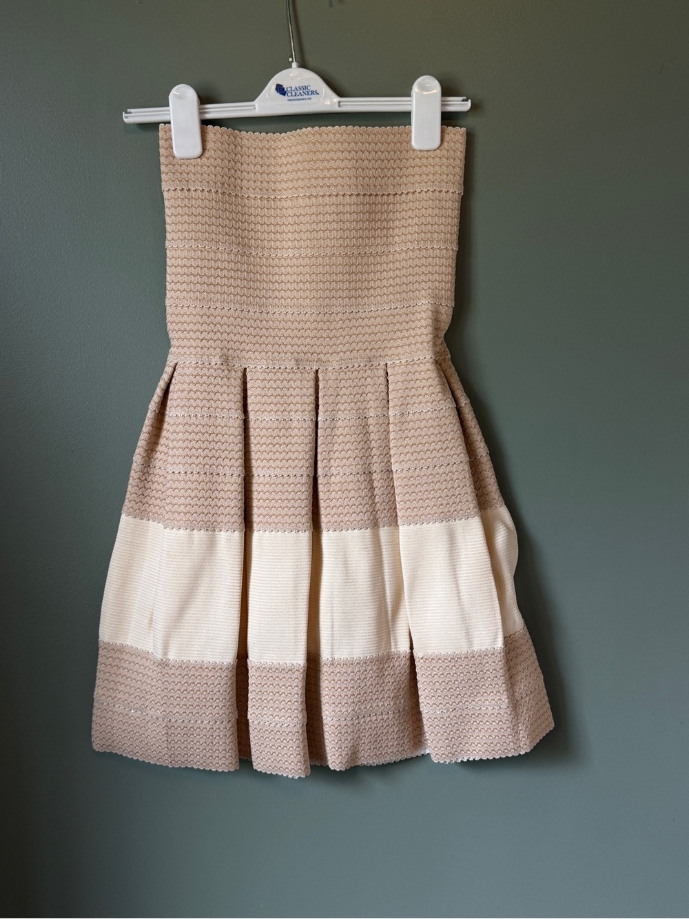 Pleasure Doing Business - Tan and Cream Bandage Dress - Size M